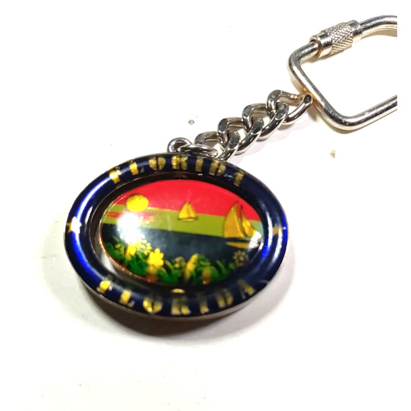 Florida Spinner Keychain Sail Boats Dolphins Ocean - Picture 5 of 7